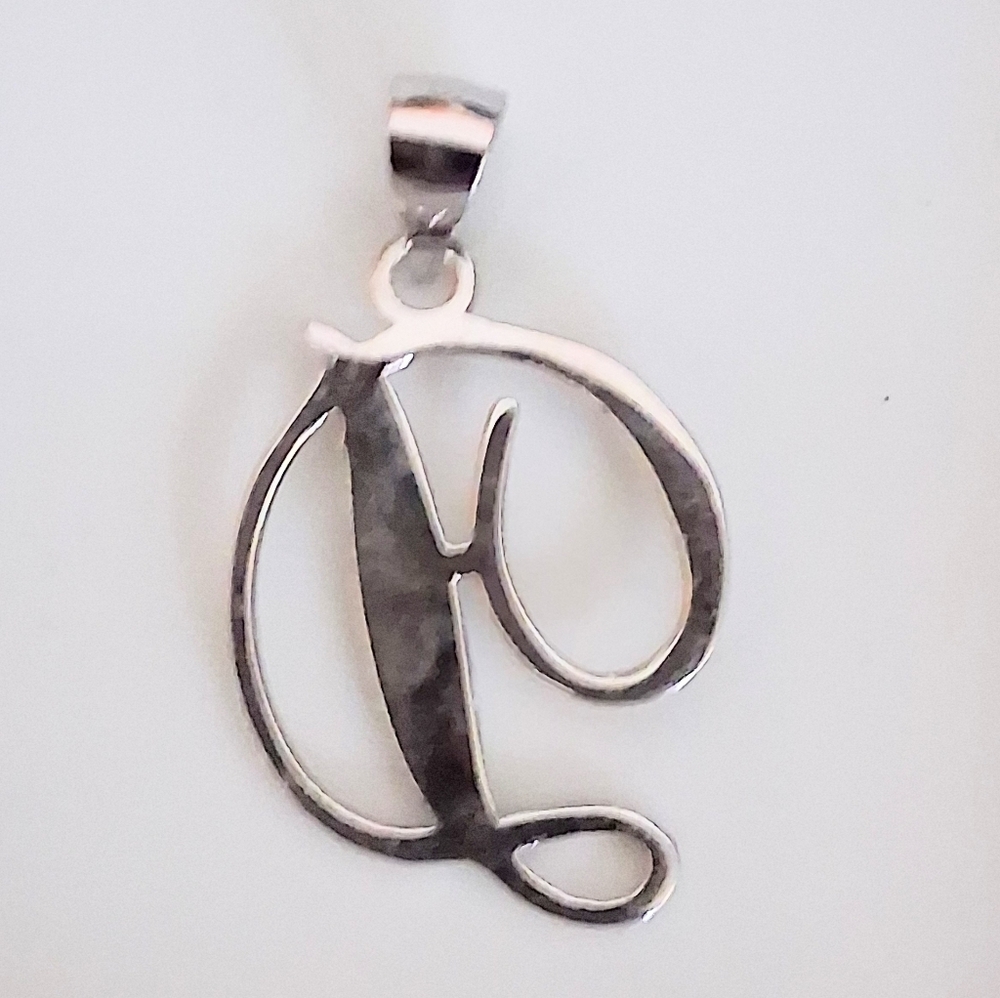 925 STERLING SILVER INITIAL "D" PENDANT CURSIVE SCRIPT - Picture 3 of 4